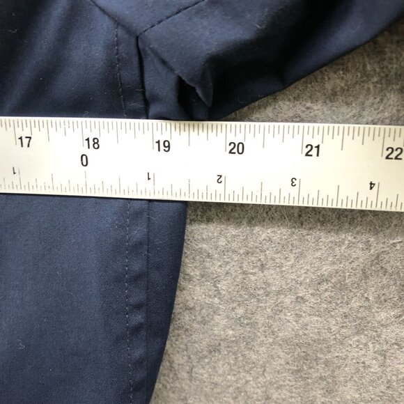 Uniqlo Belted Trench Coat Womens L Navy Blue Longline Buckle Double Breasted - Picture 5 of 8